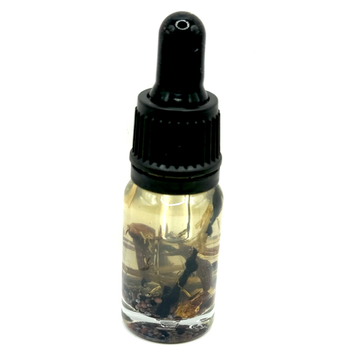 Mouth Stitched Oil – ritual shut-your-mouth blend with clove, poppy, myrrh, black thread and protective seeds in 10ml bottle by The Wild Cauldron.
