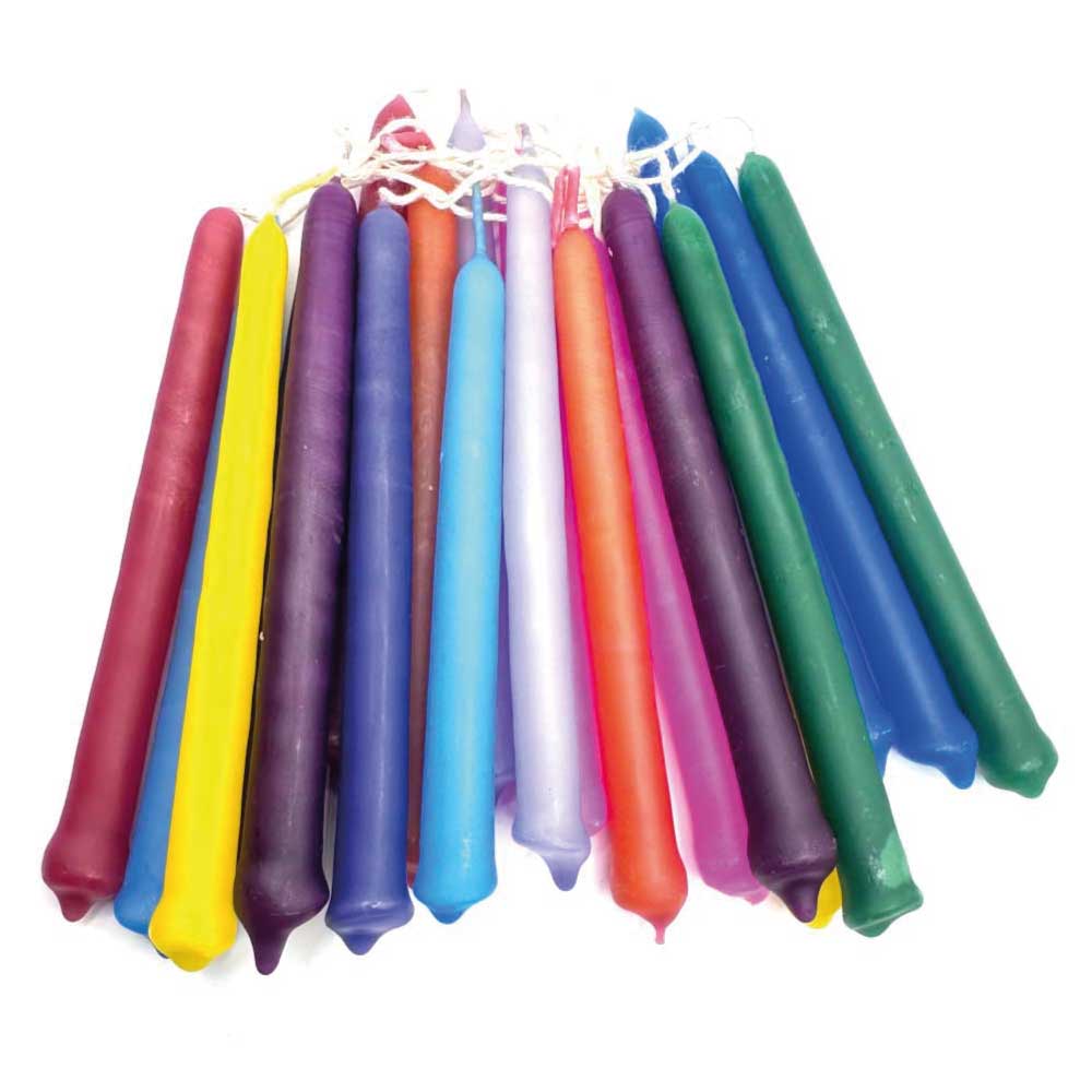 Mixed colour spell candles for rituals